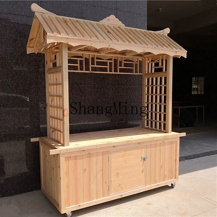 Snacks Food Stall - Gerobak makanan jalanan kayu untuk kota