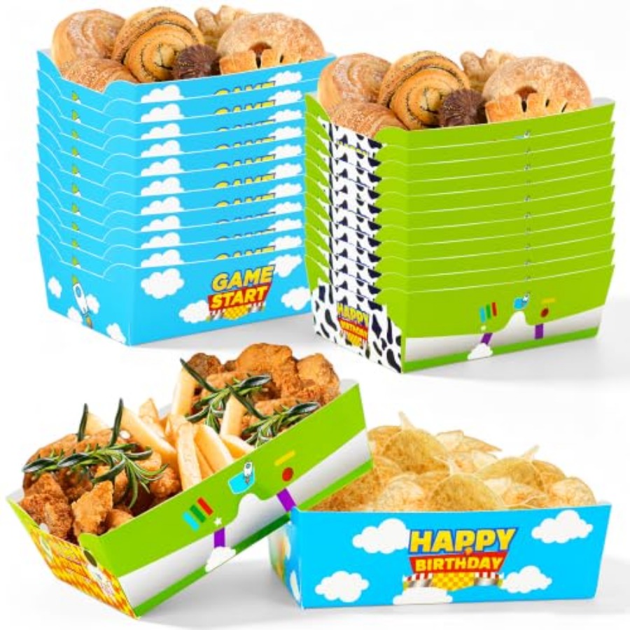 Food Snacks Party - 24 Buah Nampan Makanan Kertas Kartun
