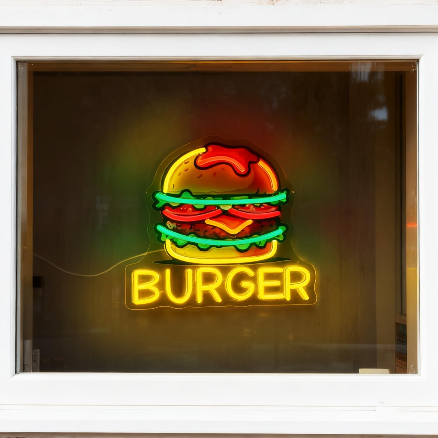 Tanda Neon Burger, Tanda Hambu - Food Snacks Restaurant ulasan dan harga