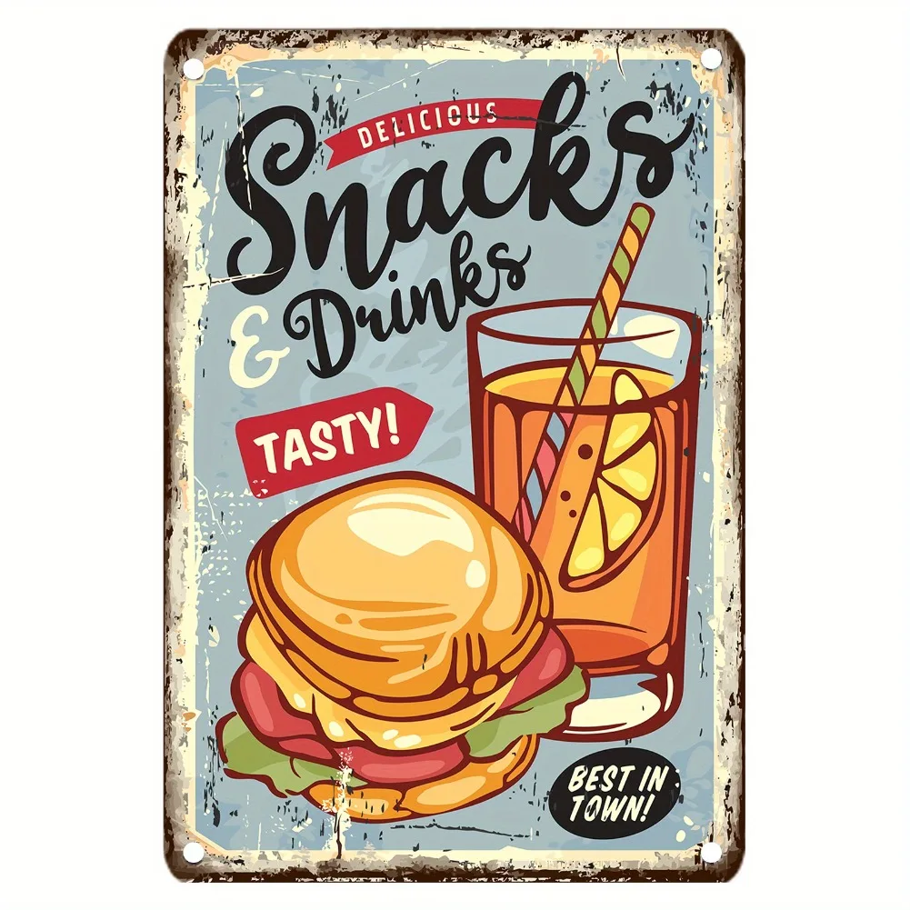 Papan Logam Vintage Bertema Ma - Food Snacks Easy ulasan dan harga